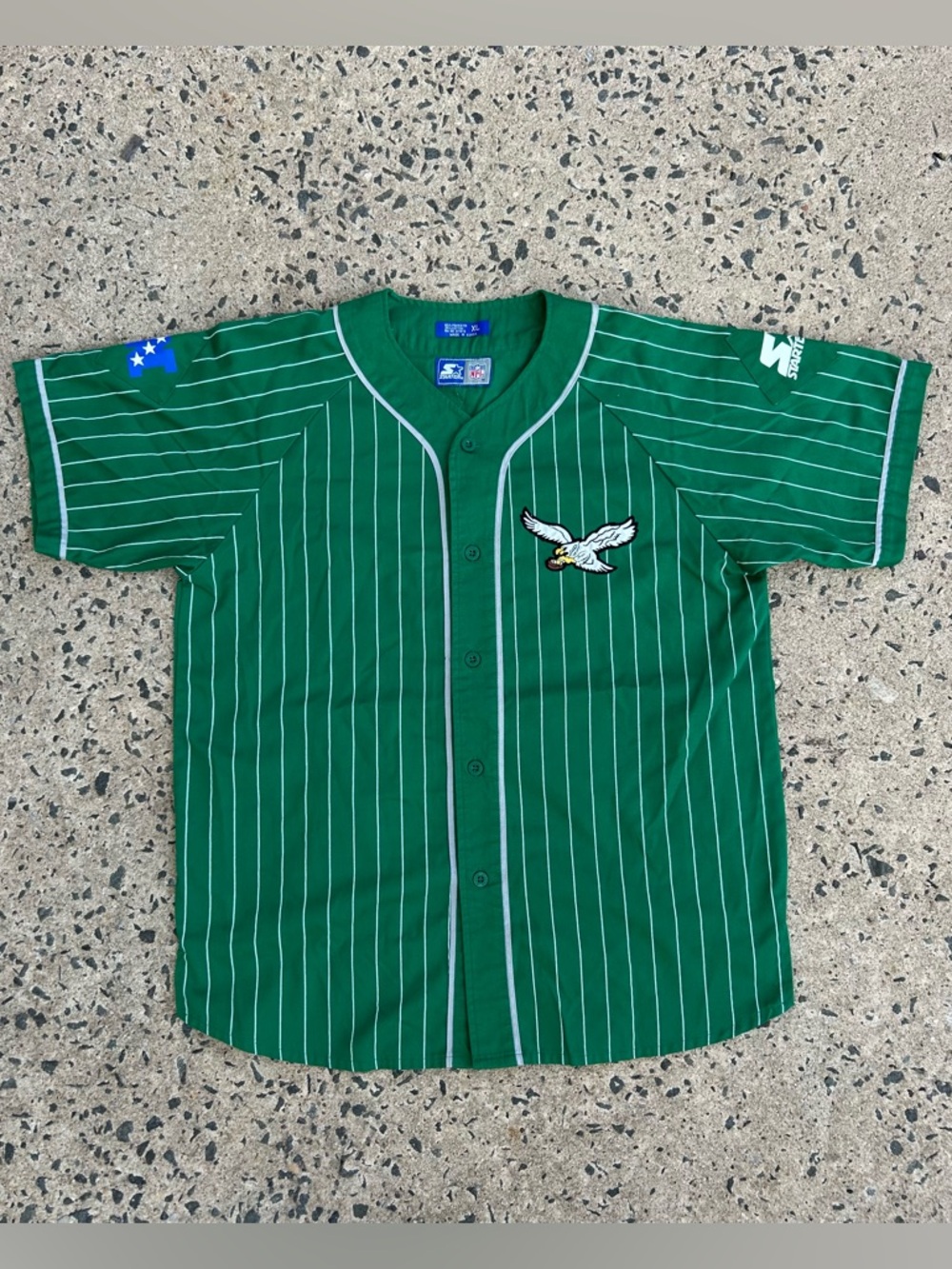 VTG RARE 90’s Philadelphia Eagles Starter Pinstripe NFL Baseball Jersey SZ XL